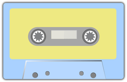 A representation of a cassette tape.